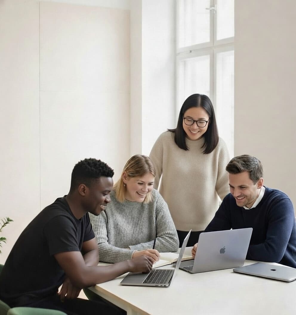 Team collaborating in office